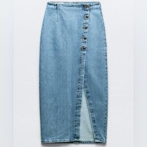 ZARA: CROSSOVER Z1975 DENIM MIDI SKIRT